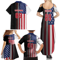 Custom Patriotic Eagle Motocross Family Matching Summer Maxi Dress and Hawaiian Shirt with American Flag and Rider Design - Wonder Print Shop