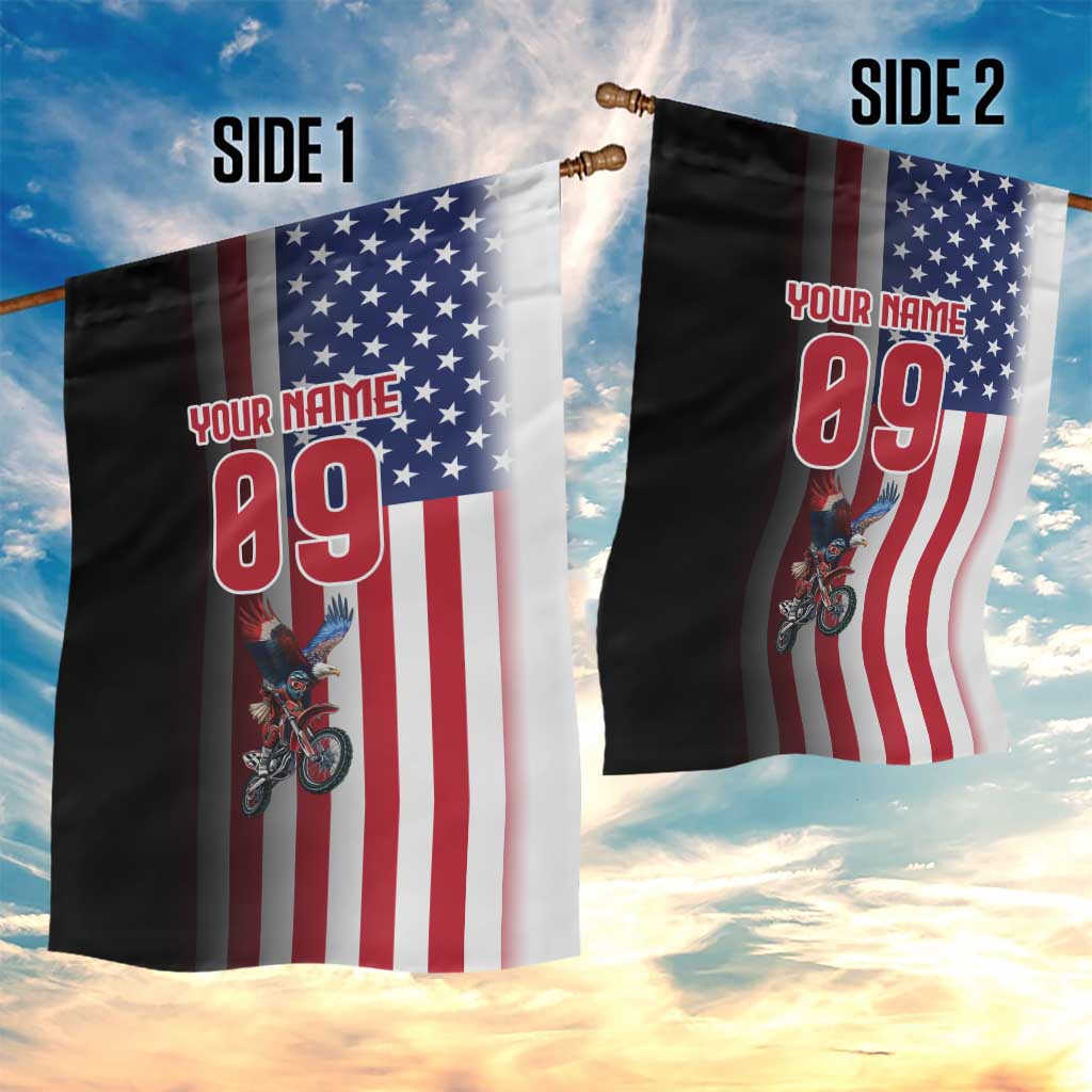 Custom Patriotic Eagle Motocross Garden Flag with American Flag and Rider Design - Wonder Print Shop