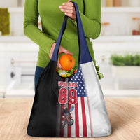 Custom Patriotic Eagle Motocross Grocery Bag with American Flag and Rider Design - Wonder Print Shop