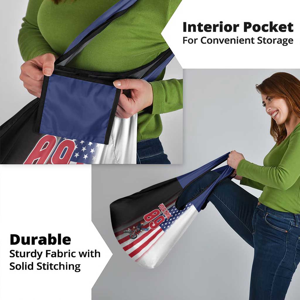 Custom Patriotic Eagle Motocross Grocery Bag with American Flag and Rider Design - Wonder Print Shop