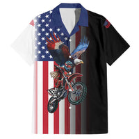 Custom Patriotic Eagle Motocross Hawaiian Shirt with American Flag and Rider Design - Wonder Print Shop