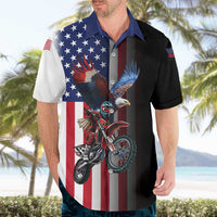Custom Patriotic Eagle Motocross Hawaiian Shirt with American Flag and Rider Design - Wonder Print Shop