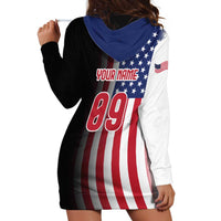 Custom Patriotic Eagle Motocross Hoodie Dress with American Flag and Rider Design - Wonder Print Shop