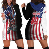Custom Patriotic Eagle Motocross Hoodie Dress with American Flag and Rider Design - Wonder Print Shop