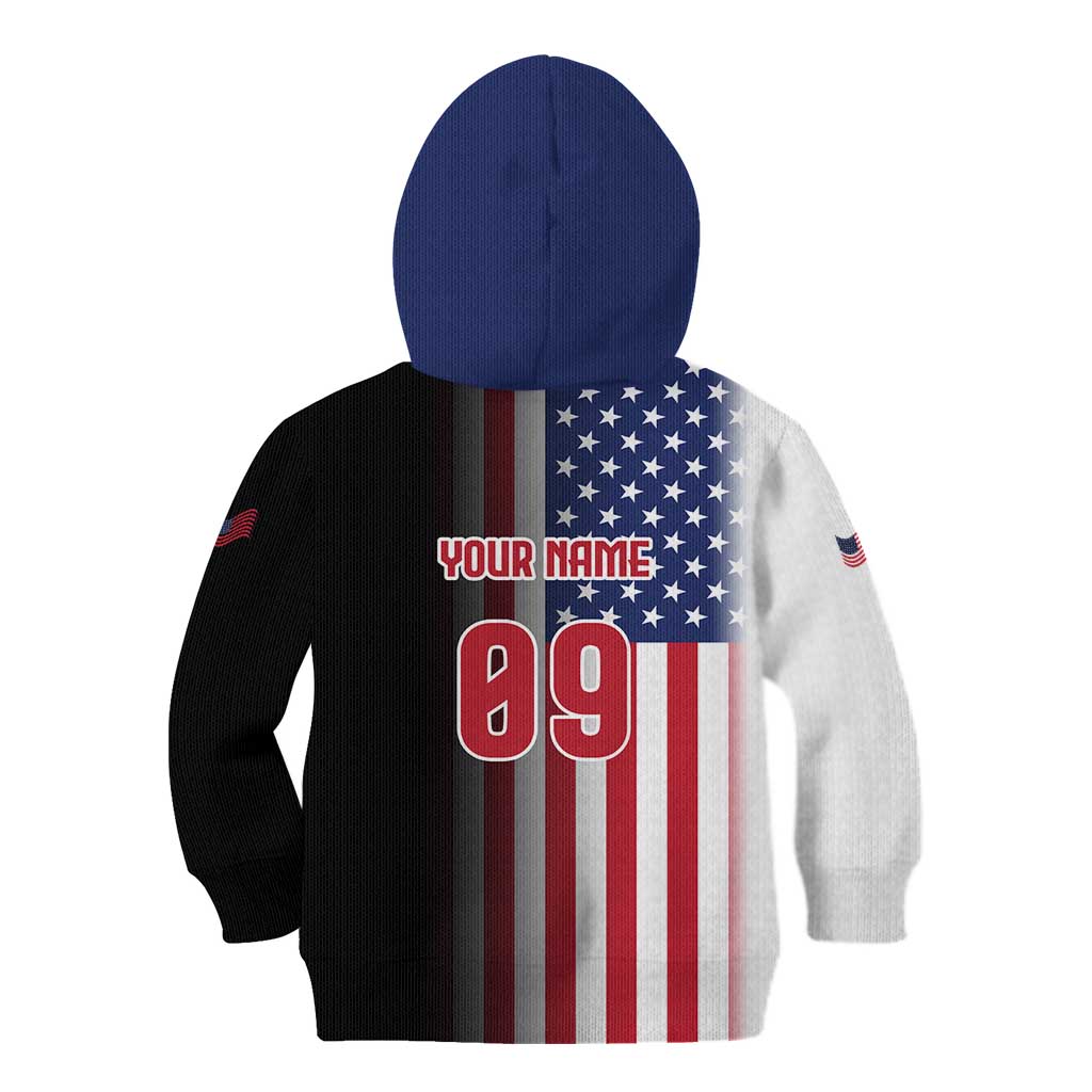 Custom Patriotic Eagle Motocross Kid Hoodie with American Flag and Rider Design - Wonder Print Shop