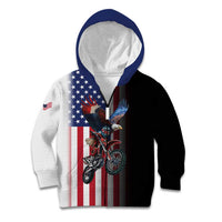 Custom Patriotic Eagle Motocross Kid Hoodie with American Flag and Rider Design - Wonder Print Shop