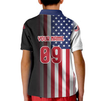 Custom Patriotic Eagle Motocross Kid Polo Shirt with American Flag and Rider Design - Wonder Print Shop