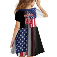 Custom Patriotic Eagle Motocross Kid Short Sleeve Dress with American Flag and Rider Design - Wonder Print Shop