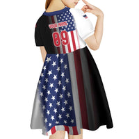 Custom Patriotic Eagle Motocross Kid Short Sleeve Dress with American Flag and Rider Design - Wonder Print Shop