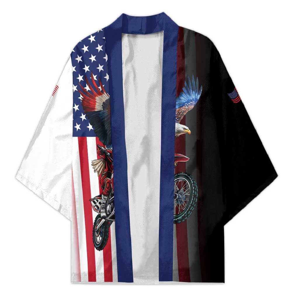 Custom Patriotic Eagle Motocross Kimono with American Flag and Rider Design - Wonder Print Shop