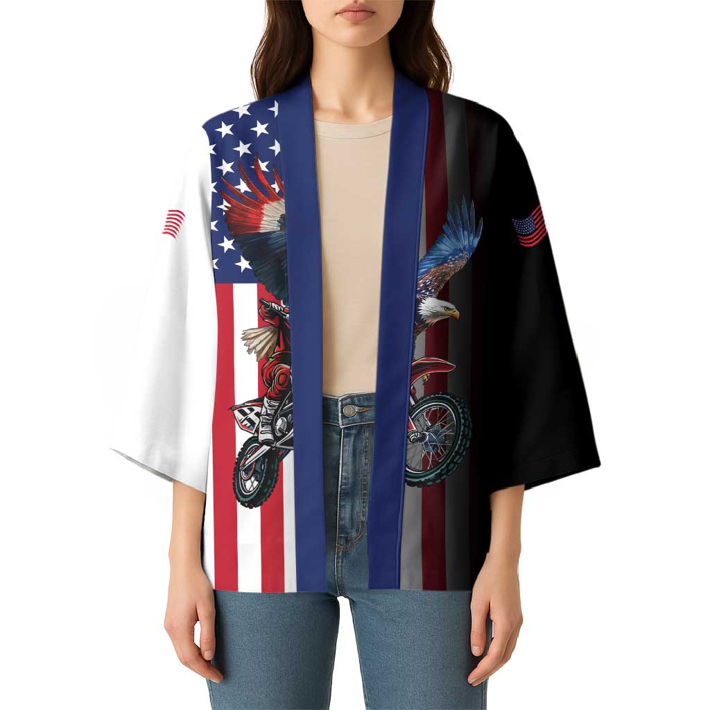 Custom Patriotic Eagle Motocross Kimono with American Flag and Rider Design - Wonder Print Shop