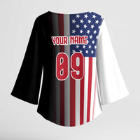 Custom Patriotic Eagle Motocross Kimono Sleeve Blouse with American Flag and Rider Design - Wonder Print Shop