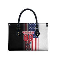 Custom Patriotic Eagle Motocross Leather Bag with American Flag and Rider Design - Wonder Print Shop