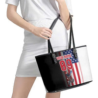 Custom Patriotic Eagle Motocross Leather Tote Bag with American Flag and Rider Design - Wonder Print Shop