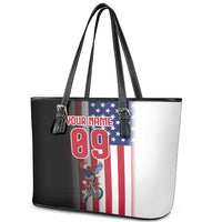 Custom Patriotic Eagle Motocross Leather Tote Bag with American Flag and Rider Design - Wonder Print Shop