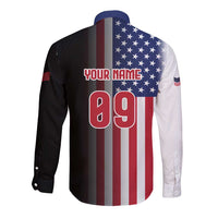 Custom Patriotic Eagle Motocross Long Sleeve Button Shirt with American Flag and Rider Design - Wonder Print Shop