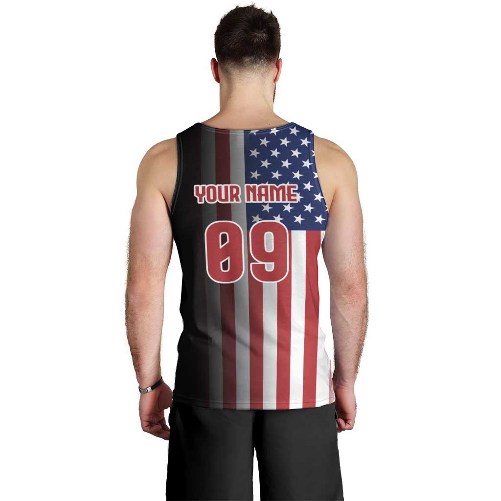Custom Patriotic Eagle Motocross Men Tank Top with American Flag and Rider Design - Wonder Print Shop