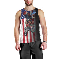 Custom Patriotic Eagle Motocross Men Tank Top with American Flag and Rider Design - Wonder Print Shop