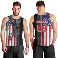 Custom Patriotic Eagle Motocross Men Tank Top with American Flag and Rider Design - Wonder Print Shop
