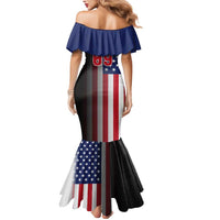 Custom Patriotic Eagle Motocross Mermaid Dress with American Flag and Rider Design - Wonder Print Shop