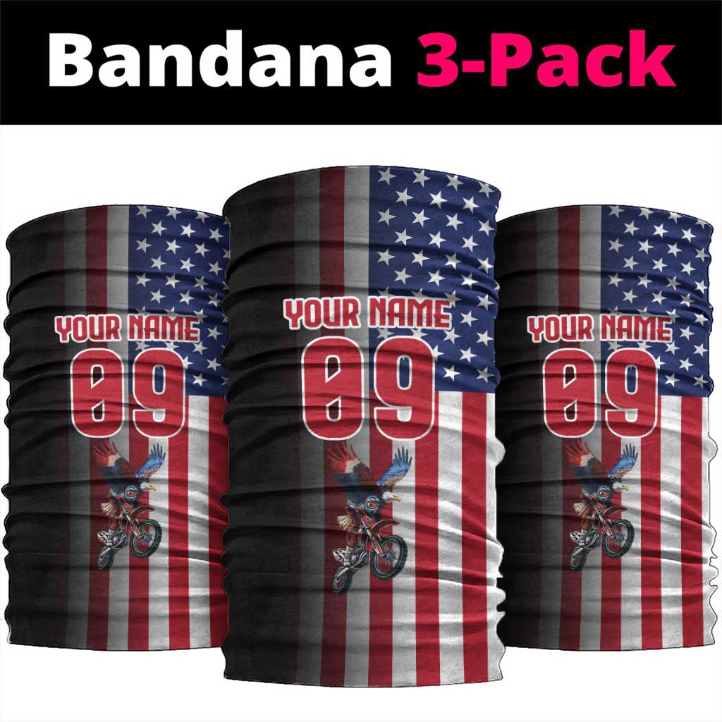 Custom Patriotic Eagle Motocross Neck Gaiter with American Flag and Rider Design - Wonder Print Shop