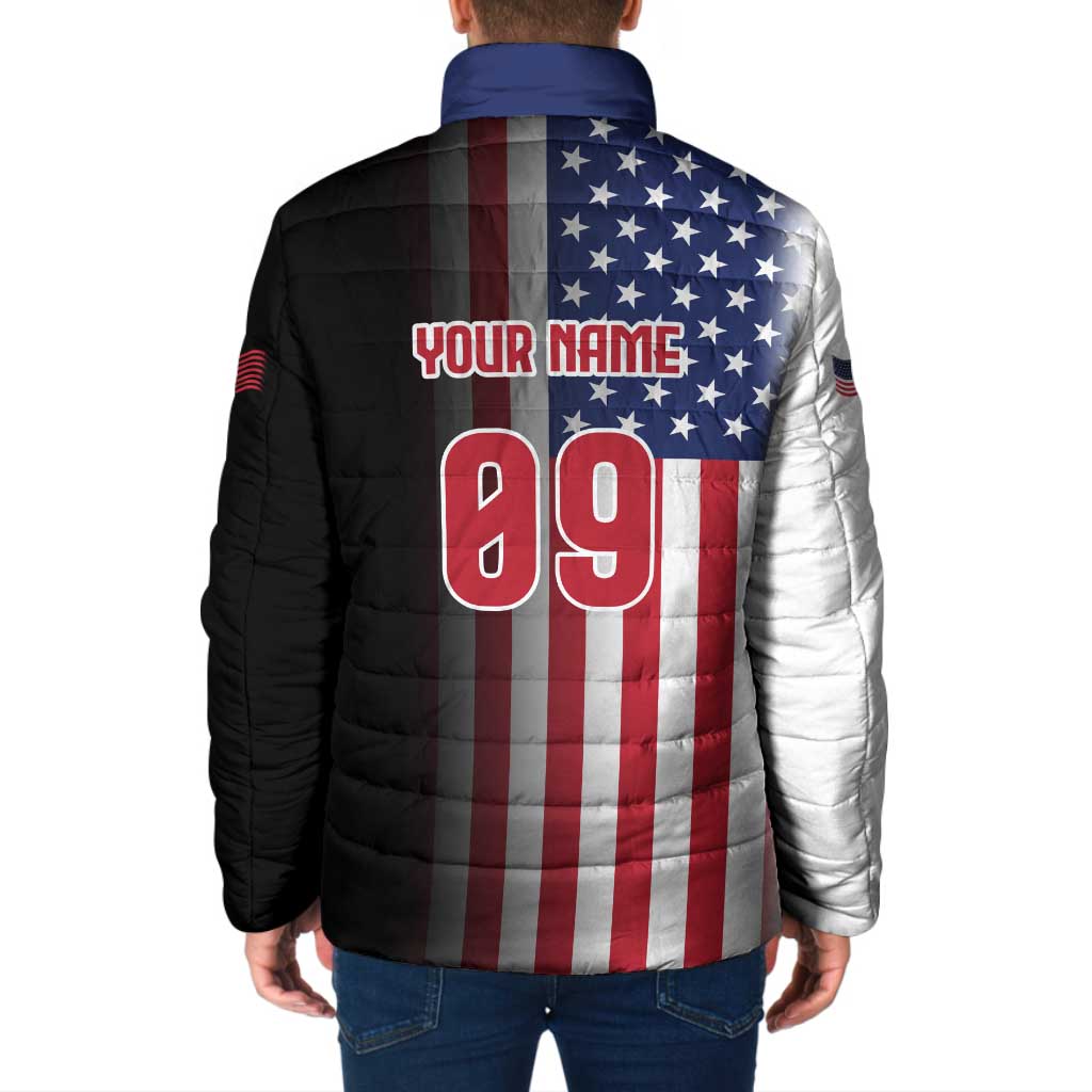 Custom Patriotic Eagle Motocross Padded Jacket with American Flag and Rider Design - Wonder Print Shop