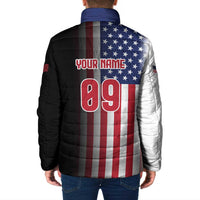 Custom Patriotic Eagle Motocross Padded Jacket with American Flag and Rider Design - Wonder Print Shop