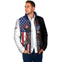 Custom Patriotic Eagle Motocross Padded Jacket with American Flag and Rider Design - Wonder Print Shop
