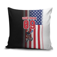 Custom Patriotic Eagle Motocross Pillow Cover with American Flag and Rider Design - Wonder Print Shop