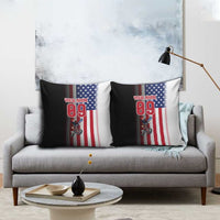 Custom Patriotic Eagle Motocross Pillow Cover with American Flag and Rider Design - Wonder Print Shop