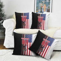 Custom Patriotic Eagle Motocross Pillow Cover with American Flag and Rider Design - Wonder Print Shop