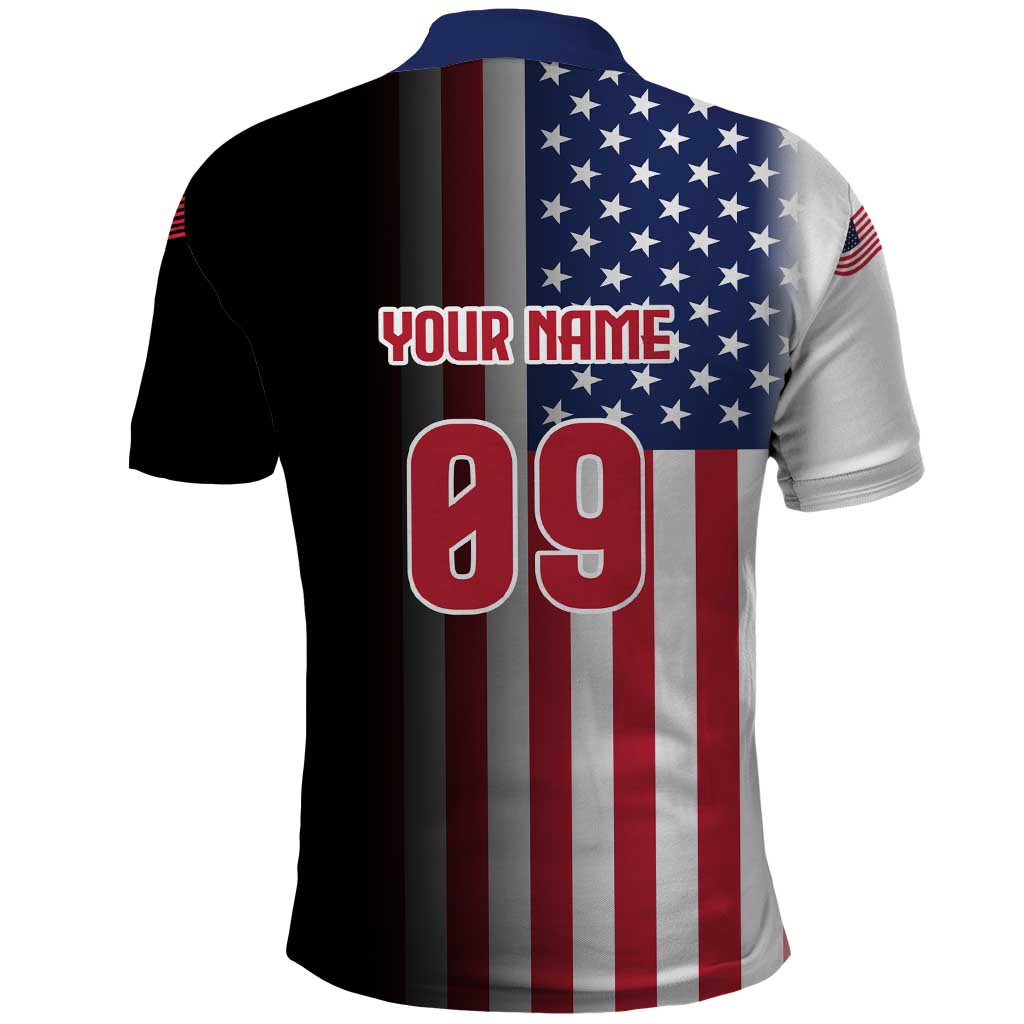 Custom Patriotic Eagle Motocross Polo Shirt with American Flag and Rider Design - Wonder Print Shop