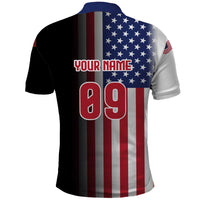 Custom Patriotic Eagle Motocross Polo Shirt with American Flag and Rider Design - Wonder Print Shop