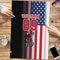 Custom Patriotic Eagle Motocross Puzzle with American Flag and Rider Design - Wonder Print Shop