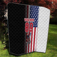 Custom Patriotic Eagle Motocross Quilt with American Flag and Rider Design - Wonder Print Shop