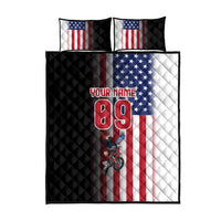 Custom Patriotic Eagle Motocross Quilt Bed Set with American Flag and Rider Design - Wonder Print Shop