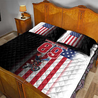 Custom Patriotic Eagle Motocross Quilt Bed Set with American Flag and Rider Design - Wonder Print Shop