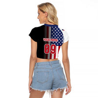 Custom Patriotic Eagle Motocross Raglan Cropped T Shirt with American Flag and Rider Design - Wonder Print Shop