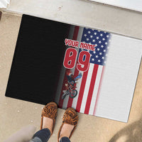 Custom Patriotic Eagle Motocross Rubber Doormat with American Flag and Rider Design - Wonder Print Shop