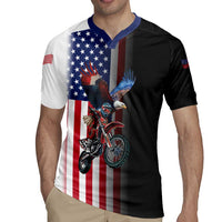 Custom Patriotic Eagle Motocross Rugby Jersey with American Flag and Rider Design - Wonder Print Shop