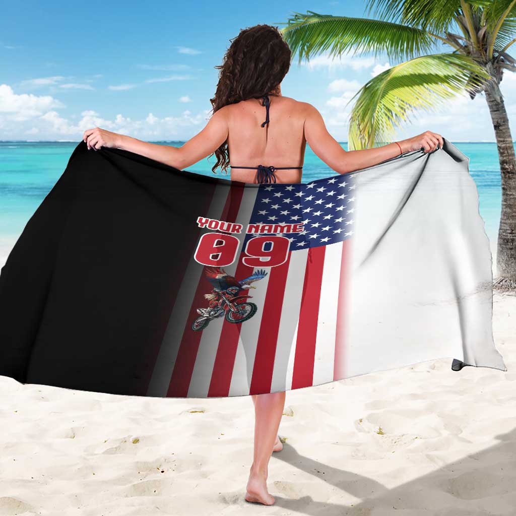Custom Patriotic Eagle Motocross Sarong with American Flag and Rider Design - Wonder Print Shop