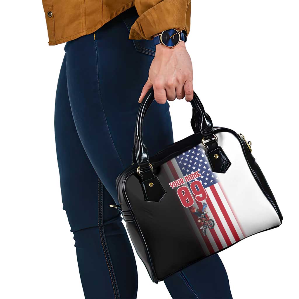 Custom Patriotic Eagle Motocross Shoulder Handbag with American Flag and Rider Design - Wonder Print Shop