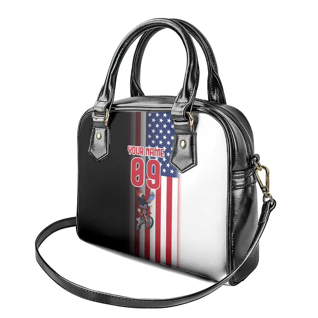 Custom Patriotic Eagle Motocross Shoulder Handbag with American Flag and Rider Design - Wonder Print Shop