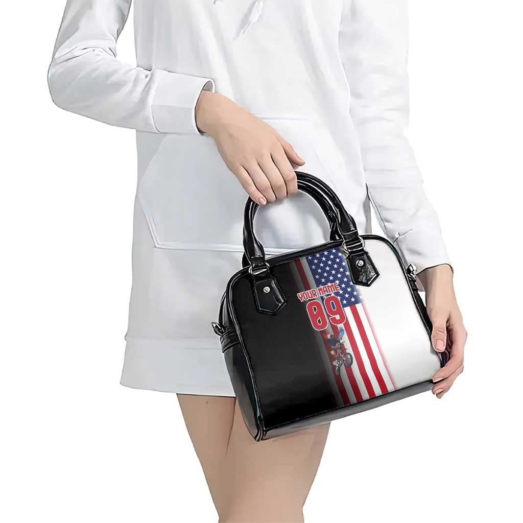 Custom Patriotic Eagle Motocross Shoulder Handbag with American Flag and Rider Design - Wonder Print Shop