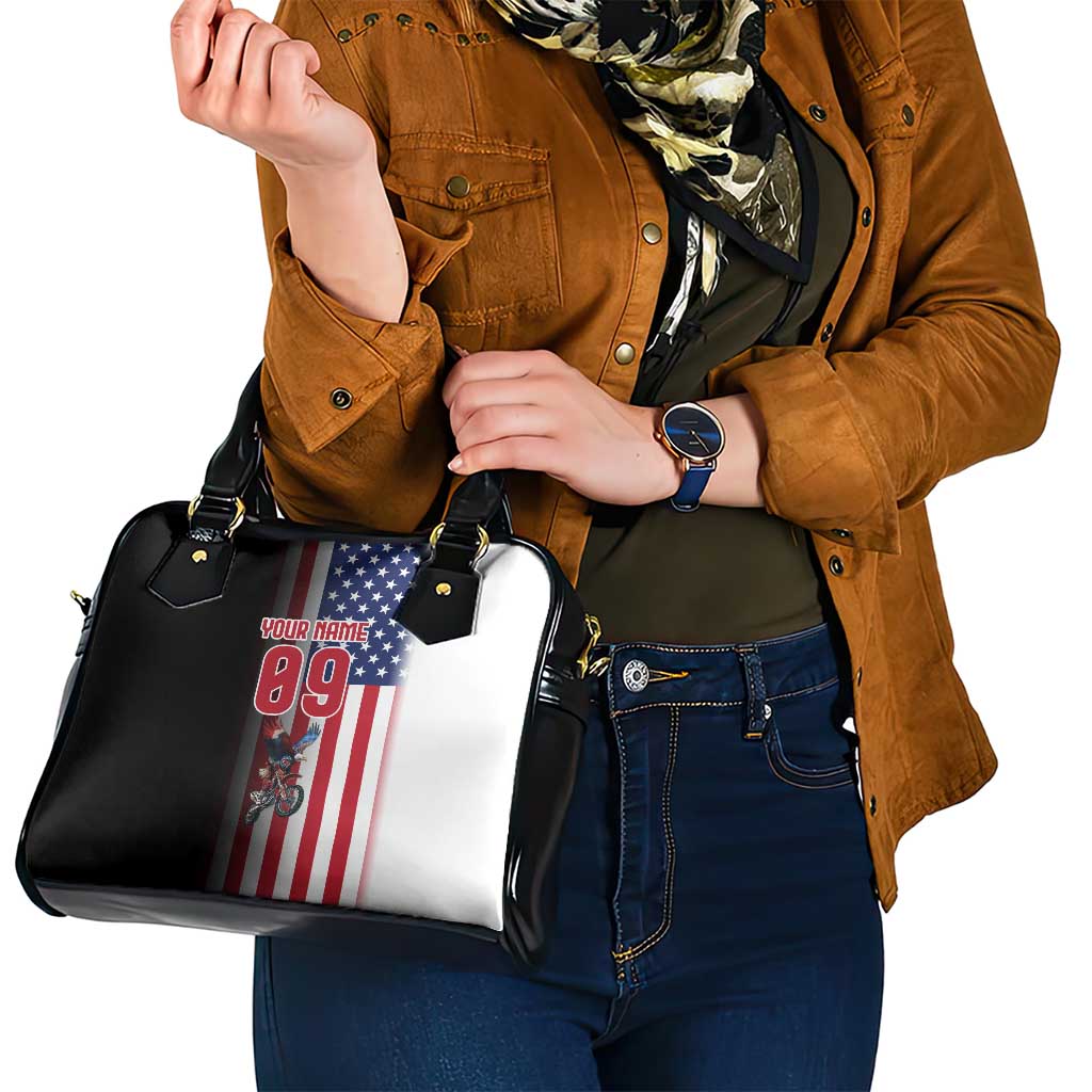 Custom Patriotic Eagle Motocross Shoulder Handbag with American Flag and Rider Design - Wonder Print Shop