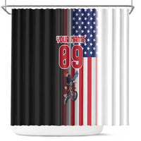 Custom Patriotic Eagle Motocross Shower Curtain with American Flag and Rider Design - Wonder Print Shop