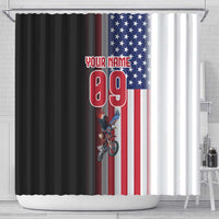 Custom Patriotic Eagle Motocross Shower Curtain with American Flag and Rider Design - Wonder Print Shop