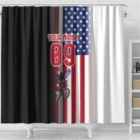 Custom Patriotic Eagle Motocross Shower Curtain with American Flag and Rider Design - Wonder Print Shop