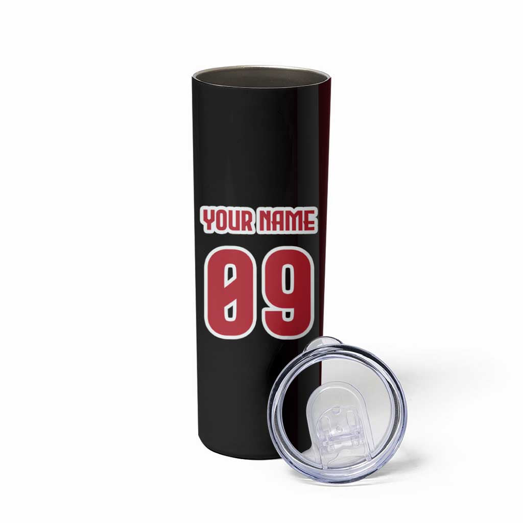 Custom Patriotic Eagle Motocross Skinny Tumbler with American Flag and Rider Design - Wonder Print Shop