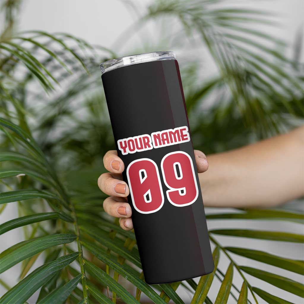 Custom Patriotic Eagle Motocross Skinny Tumbler with American Flag and Rider Design - Wonder Print Shop